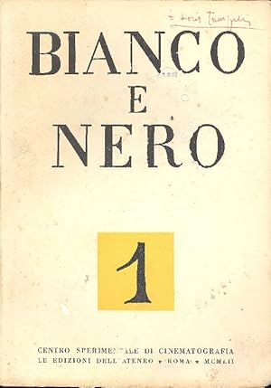 Bild des Verkufers fr Bianco e Nero. Anno XIII, Numero 1, Gennaio 1952 zum Verkauf von Studio Bibliografico Marini