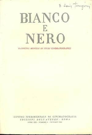 Bild des Verkufers fr Bianco e Nero. Anno XIX, Numero 1, Gennaio 1958 zum Verkauf von Studio Bibliografico Marini