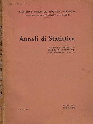 Bild des Verkufers fr Annali di statistica serie V, vol.6 zum Verkauf von Biblioteca di Babele
