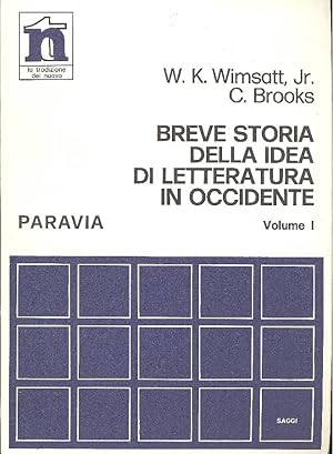 Bild des Verkufers fr Breve storia della idea di letteratura in Occidente. Vol. I: L'et antica zum Verkauf von Studio Bibliografico Marini