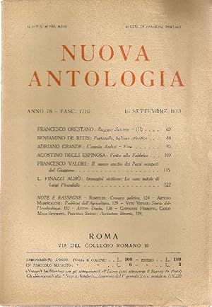 Nuova Antologia. 16 settembre 1943, Anno 78, Fascicolo 1716