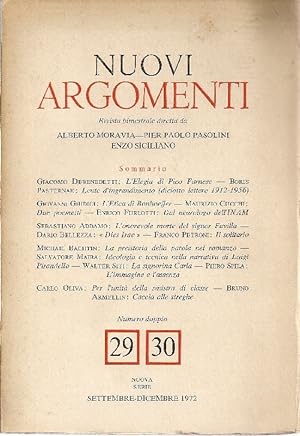 Seller image for Nuovi Argomenti. Sett./Dicem. 1972 - N. 29/30 for sale by Studio Bibliografico Marini