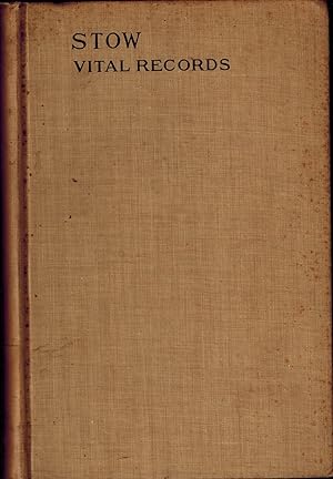 Imagen del vendedor de VITAL RECORDS of STOW MASSACHUSETTS TO THE YEAR 1850 a la venta por UHR Books
