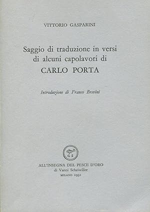 Bild des Verkufers fr Saggio di traduzione in versi di alcuni capolavori di Carlo Porta zum Verkauf von Studio Bibliografico Marini