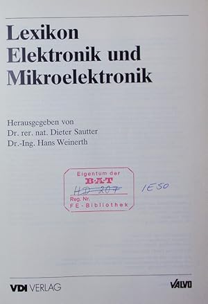 Bild des Verkufers fr Lexikon Elektronik und Mikroelektronik. zum Verkauf von Antiquariat Bookfarm