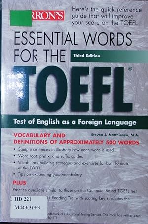 Seller image for Essential words for the TOEFL. Test of English as a foreign language. for sale by Antiquariat Bookfarm