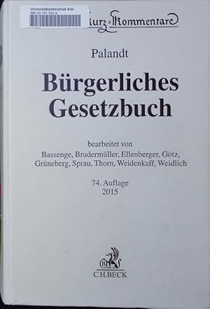 Bild des Verkufers fr Brgerliches Gesetzbuch. Mit Nebengesetzen, insbesondere mit Einfhrungsgesetz (Auszug) einschlielich Rom-I-, Rom-II- und Rom-III-Verordnungen sowie Haager Unterhaltsprotokoll und EU-Erbrechtsverordnung, Allgemeines Gleichbehandlungsgesetz (Auszug), Wohn- und Betreuungsvertragsgesetz, BGB-Informationspflichten-Verordnung, Unterlassungsklagengesetz, Produkthaftungsgesetz, Erbbaurechtsgesetz, Wohnungseigentumsgesetz, Versorgungsausgleichsgesetz, Lebenspartnerschaftsgesetz, Gewaltschutzgesetz. zum Verkauf von Antiquariat Bookfarm