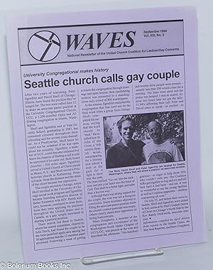 Immagine del venditore per Waves: national newsletter of the United Church Coalition for Lesbian/Gay Concerns; vol. 21, #3, September 1994: Seattle church calls gay couple venduto da Bolerium Books Inc.