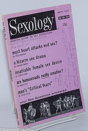 Image du vendeur pour Sexology: a modern guide to sex education; vol. 29, #2, September, 1962; Are Homosexuals Really Creative mis en vente par Bolerium Books Inc.