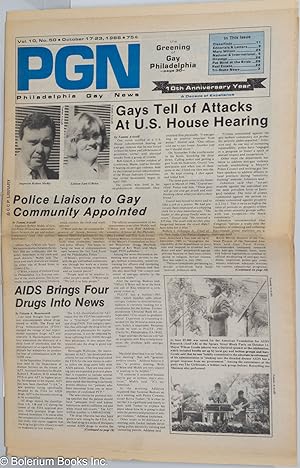 Immagine del venditore per PGN: Philadelphia Gay News; vol. 10, #50, Oct. 17-23, 1986: Gays Tell of Attacks at US House Hearing venduto da Bolerium Books Inc.