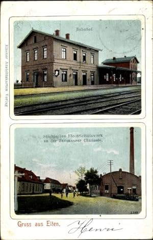 Ansichtskarte / Postkarte Elten Emmerich am Niederrhein, Bahnhof, Städtisches Elektrizitätswerk a...