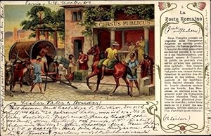 Litho La Poste Romaine, Postwagen im Römischen Reich