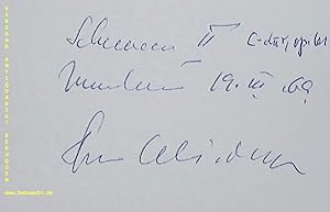 Bild des Verkufers fr eigenhndig signierte datierte Autogrammkarte: Schumann II. zum Verkauf von Antiquariat Bebuquin (Alexander Zimmeck)