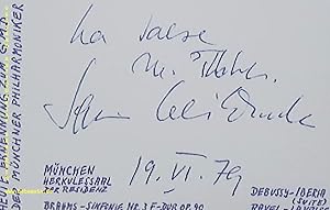 Bild des Verkufers fr eigenhndig signierte und datierte Autogrammkarte: ha Salse M. ?. Heute Erinnerung zum GMD der Mnchner Philharmoniker. zum Verkauf von Antiquariat Bebuquin (Alexander Zimmeck)