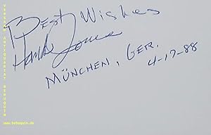 Bild des Verkufers fr eigenhndig signierte und datierte Autogrammkarte: "Best Wishes". zum Verkauf von Antiquariat Bebuquin (Alexander Zimmeck)