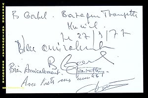 Seller image for eigenhndig von allen signierte und datierte Autogrammkarte. for sale by Antiquariat Bebuquin (Alexander Zimmeck)
