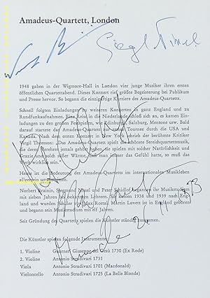 Seller image for eigenhndig von allen signierte und datierte Programmseite. for sale by Antiquariat Bebuquin (Alexander Zimmeck)