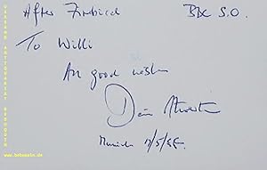 Bild des Verkufers fr eigenhndig signierte und datierte Autogrammkarte. After Firebird. To Willi An good wishes. zum Verkauf von Antiquariat Bebuquin (Alexander Zimmeck)