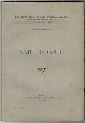 Bild des Verkufers fr Statuti di Canelli zum Verkauf von Libreria antiquaria Atlantis (ALAI-ILAB)