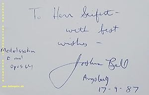 Bild des Verkufers fr eigenhndig signierte und datierte Autogrammkarte: To Herr Seifert with best wishes. zum Verkauf von Antiquariat Bebuquin (Alexander Zimmeck)