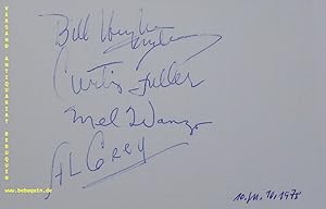 Imagen del vendedor de eigenhndig signierte und datierte Autogrammkarte. Dabei Bill Huyken (?). a la venta por Antiquariat Bebuquin (Alexander Zimmeck)