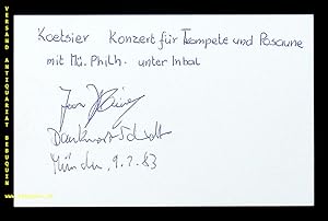 Imagen del vendedor de eigenhndig von beiden signierte und datierte Autogrammkarte. a la venta por Antiquariat Bebuquin (Alexander Zimmeck)