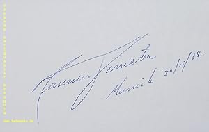 Imagen del vendedor de eigenhndig signierte und datierte Autogramkarte. a la venta por Antiquariat Bebuquin (Alexander Zimmeck)