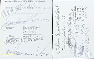 Seller image for eigenhndig von allen signierte und datierte Autogrammkarte + von allen signierte und datierte Programmseite. for sale by Antiquariat Bebuquin (Alexander Zimmeck)