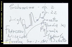 Imagen del vendedor de eigenhndig datierte und signierte Autogrammkarte mit eigenhndiger detaillierter Programmbeschreibung. a la venta por Antiquariat Bebuquin (Alexander Zimmeck)