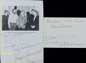 Bild des Verkufers fr eigenhndig von allen signierte und datierte Autogrammkarte. zum Verkauf von Antiquariat Bebuquin (Alexander Zimmeck)