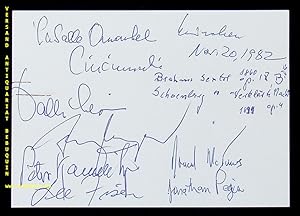 Bild des Verkufers fr eigenhndig von allen signierte und datierte Autogrammkarte. zum Verkauf von Antiquariat Bebuquin (Alexander Zimmeck)