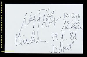 Bild des Verkufers fr eigenhndig signierte und datierte Autogrammkarte. Mnchen Debut. zum Verkauf von Antiquariat Bebuquin (Alexander Zimmeck)