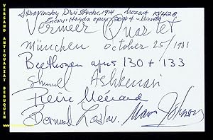 Bild des Verkufers fr eigenhndig von allen signierte und datierte Autogrammkarte. zum Verkauf von Antiquariat Bebuquin (Alexander Zimmeck)