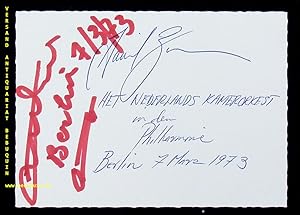 Bild des Verkufers fr eigenhndig datierte und von beiden signierte Autogrammkarte. zum Verkauf von Antiquariat Bebuquin (Alexander Zimmeck)