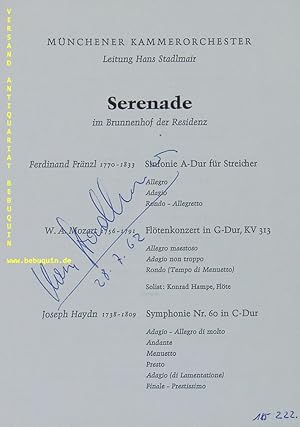 Bild des Verkufers fr eigenhndig signierte und datierte Programmseite. zum Verkauf von Antiquariat Bebuquin (Alexander Zimmeck)