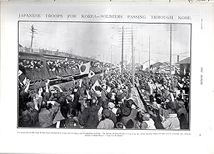 Immagine del venditore per PRINT: Japanese Troops for korea--Soldiers Passing Through Kobe". photo from The Sphere Magazine, April 30, 1904 venduto da Dorley House Books, Inc.
