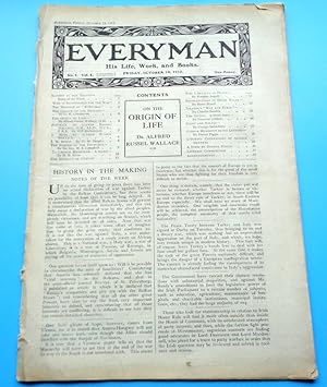 Bild des Verkufers fr Everyman. His Life, Work and Books. Issue Number 1. Friday Oct 18th 1912 zum Verkauf von Colophon Books (UK)