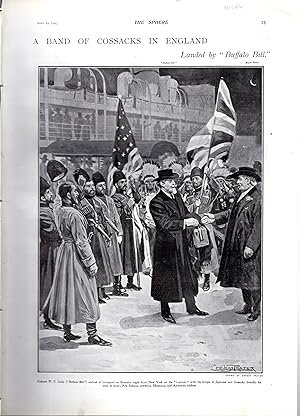 Image du vendeur pour ENGRAVING: "A Band of Cossacks in England: Landed By 'Buffalo Bill'". engravng from The Sphere Magazine, April 23, 1904 mis en vente par Dorley House Books, Inc.