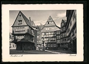 Bild des Verkufers fr Ansichtskarte Alt-Frankfurt, Roseneck, Denkmal, Fachwerkhuser mit Efeu zum Verkauf von Bartko-Reher