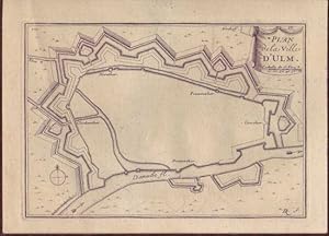 "Plan de la ville d`Ulm". Kupferst. v. R.D. nach Beaulieu. (Schefold 9622).