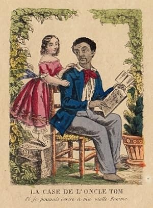 Vier met de hand gekleurde gravures bij een Franse editie van La Case de l'Oncle Tom, ca. 1860.