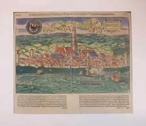 Bild des Verkufers fr Gesamtansicht von der Hhe "Die Stat Nrdlingen". Kolor. Holzschn. v. Sebastian Mnster. zum Verkauf von Aegis Buch- und Kunstantiquariat