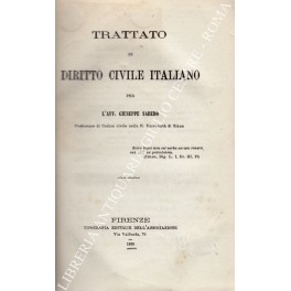 Bild des Verkufers fr Trattato di diritto civile italiano zum Verkauf von Libreria Antiquaria Giulio Cesare di Daniele Corradi