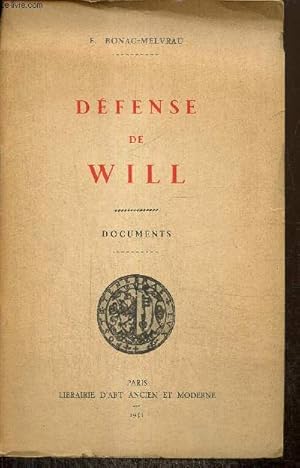 Seller image for Dfense de Will, documents for sale by Le-Livre