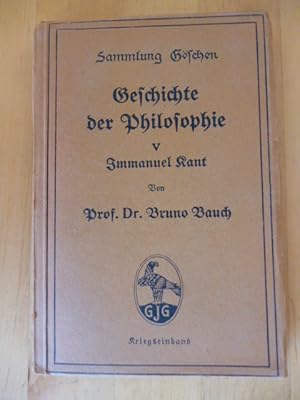 Bild des Verkufers fr Geschichte der Philosophie V. Immanuel Kant. Sammlung Gschen. zum Verkauf von Versandantiquariat Harald Gross