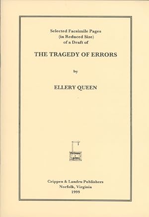 Bild des Verkufers fr THE TRAGEDY OF ERRORS, AND OTHERS. WITH ESSAYS AND TRIBUTES TO RECOGNIZE ELLERY QUEEN'S SEVENTIETH ANNIVERSARY zum Verkauf von BUCKINGHAM BOOKS, ABAA, ILAB, IOBA