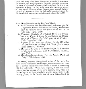 Seller image for D'l'Education Des Sourds-muets De Naissance / Troisieme Circulaire de l'Institut Royal des Sourds-muets de Paris a Toutes Les Institutions de Sourds-muets de l'Europe, de l'Amerique, et de l'Asie / Reports of the American Asylum for the Education and Instruction of the Deaf and Dumb / Reports of the New York Institution for the Instruction of the Deaf and Dumb / Encyclopaedia Americana, Article, Dumb and Deaf, Book Review for sale by Legacy Books II