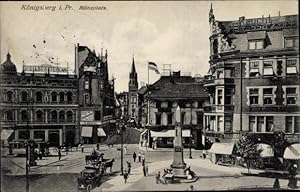 Ansichtskarte / Postkarte Kaliningrad Königsberg Ostpreußen, Münzplatz, Denkmal, Handlung J. Silb...