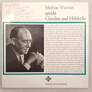 Bild des Verkufers fr Mathias Wieman Spricht Claudius Und Hlderlin [Vinyl, 12"LP, NR: 6.41001 AS]. Wort Und Stimme. zum Verkauf von KULTur-Antiquariat