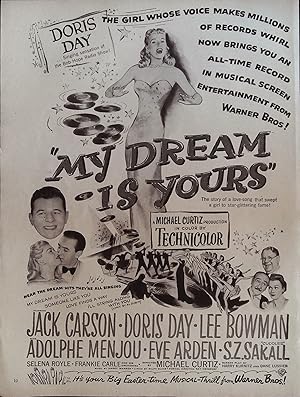 Imagen del vendedor de My Dream is Yours Trade Print Ad 1949 Jack Carson, Doris Day, Lee Bowman a la venta por AcornBooksNH